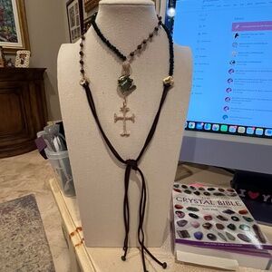 Unique Tiger Eye,  Green Aventurine, Mabe Pearl, Cubic Zirconia necklace